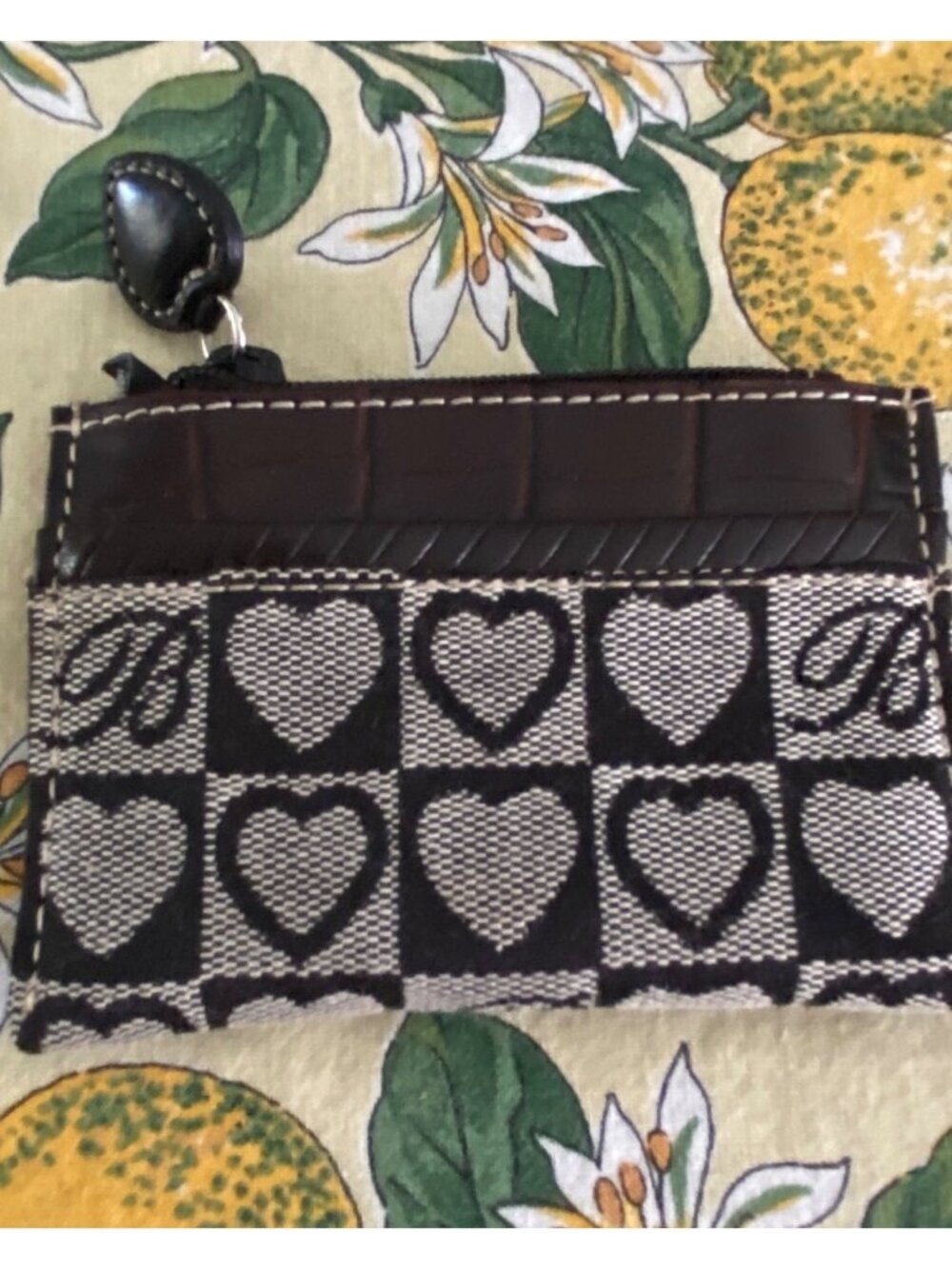 Brighton Heart Pattern Coin Purse With Zipper Closure & Croc-Style Accent Black/